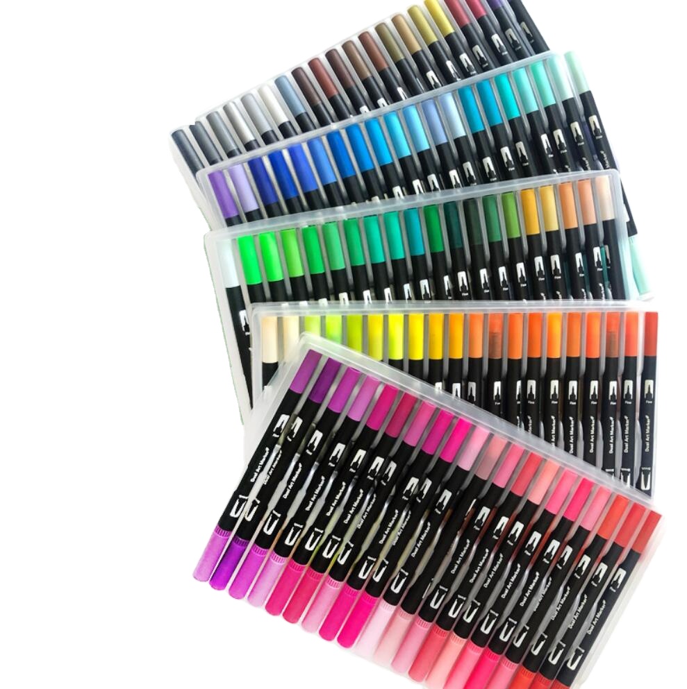 Fineliner 100 Color Dual Tip Brush Pen Marker Set