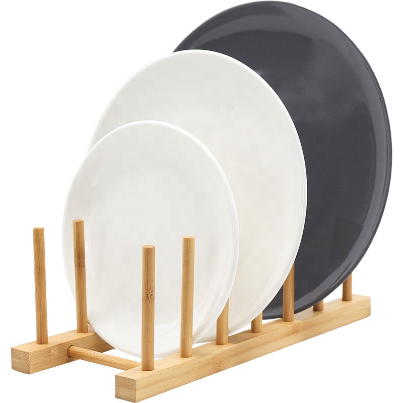 Promotion wholesale kitchen modern simple solid wood bowls and saucers draining storage shelves racks