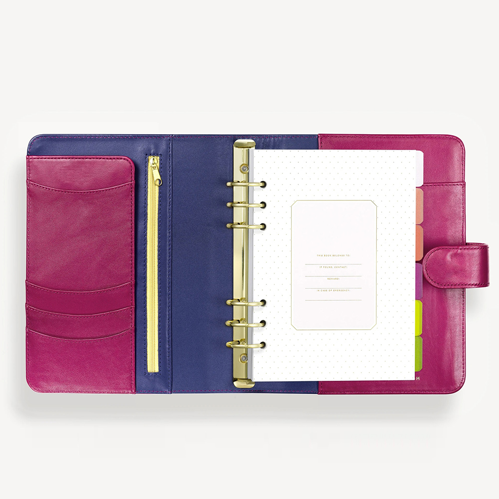 Изготовленный На Заказ A5 PU кожаный портфель Binder связующего офисная 6 кольцо папка для документов Организатор