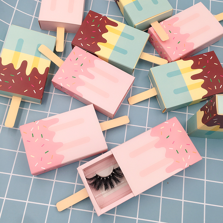 Paper ice cream packaghing 2 вида цветов раздвижные ресниц бумажные коробки с персональным логотипом
