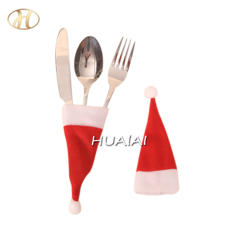Christmas Decorations Mini Santa Hat New Velvet Hat Knife And Fork Cover Bottle Decoration Manufacturers Direct Wholesale