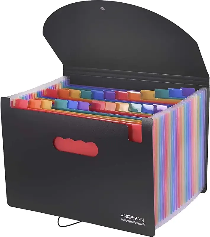 6 18 24 pockets a4 size expanding accordion filing folder with lid and color label for paper file document storage