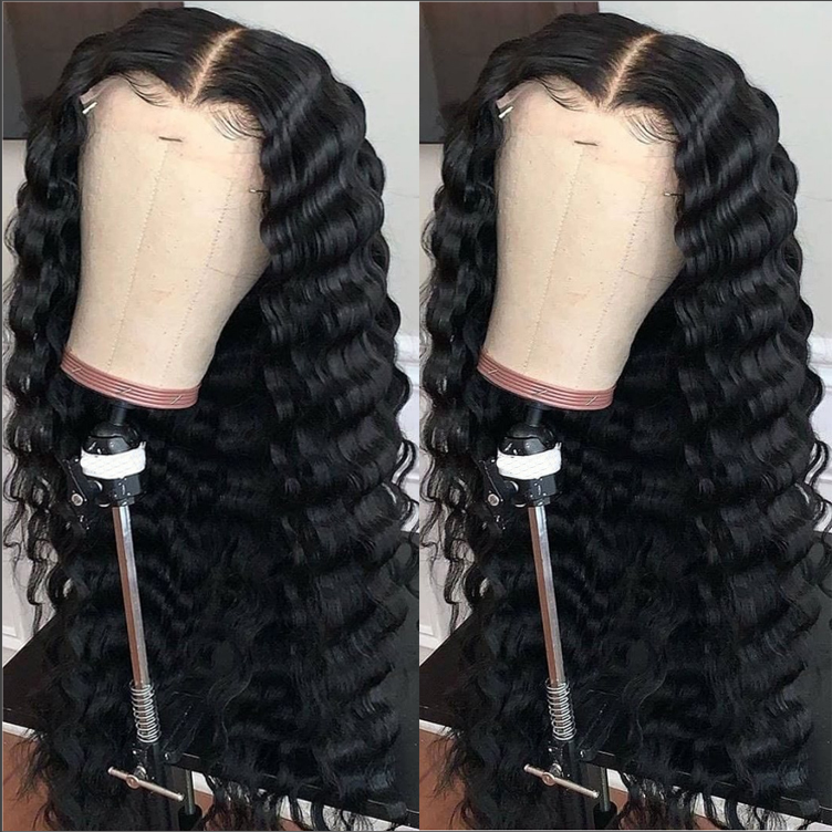Moonhair Factory 180 Density Free Part Thick Hair Deep Wave Bleached Knots Wig 13X4 Lace Front Wig Straight