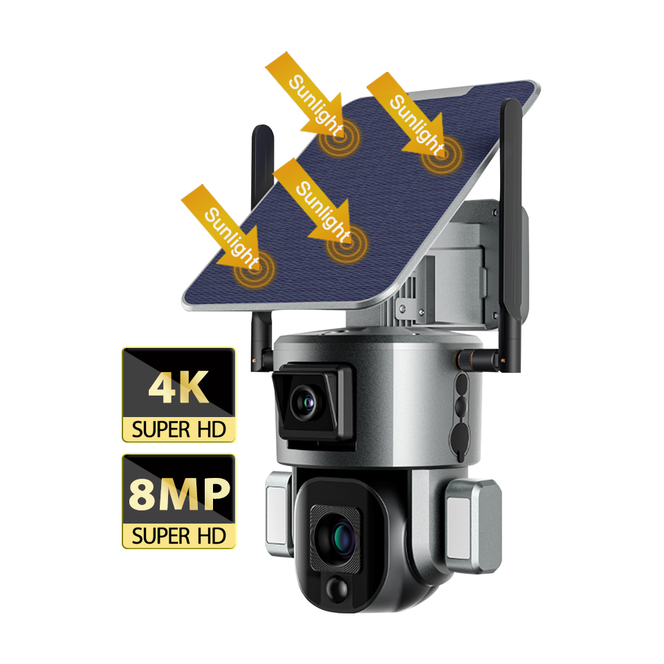 Беспроводная уличная ptz-камера на солнечной батарее ENXUN, 8 Мп, 4G, 4K, HD, 10-кратный зум