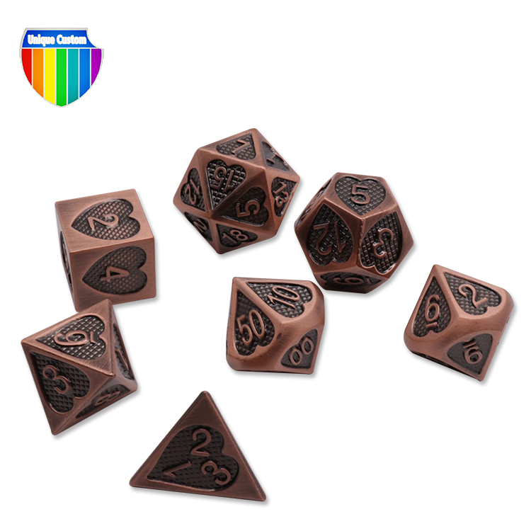 Custom made engraved dice number metal polyhedral rpg personalized gaming dice set