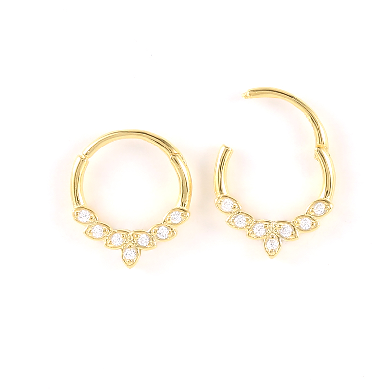 CANNER 18K Gold Women's Zircon Cartilage Earrings Ear Studs Nose Rings Crystal Nose Studs Jewelry