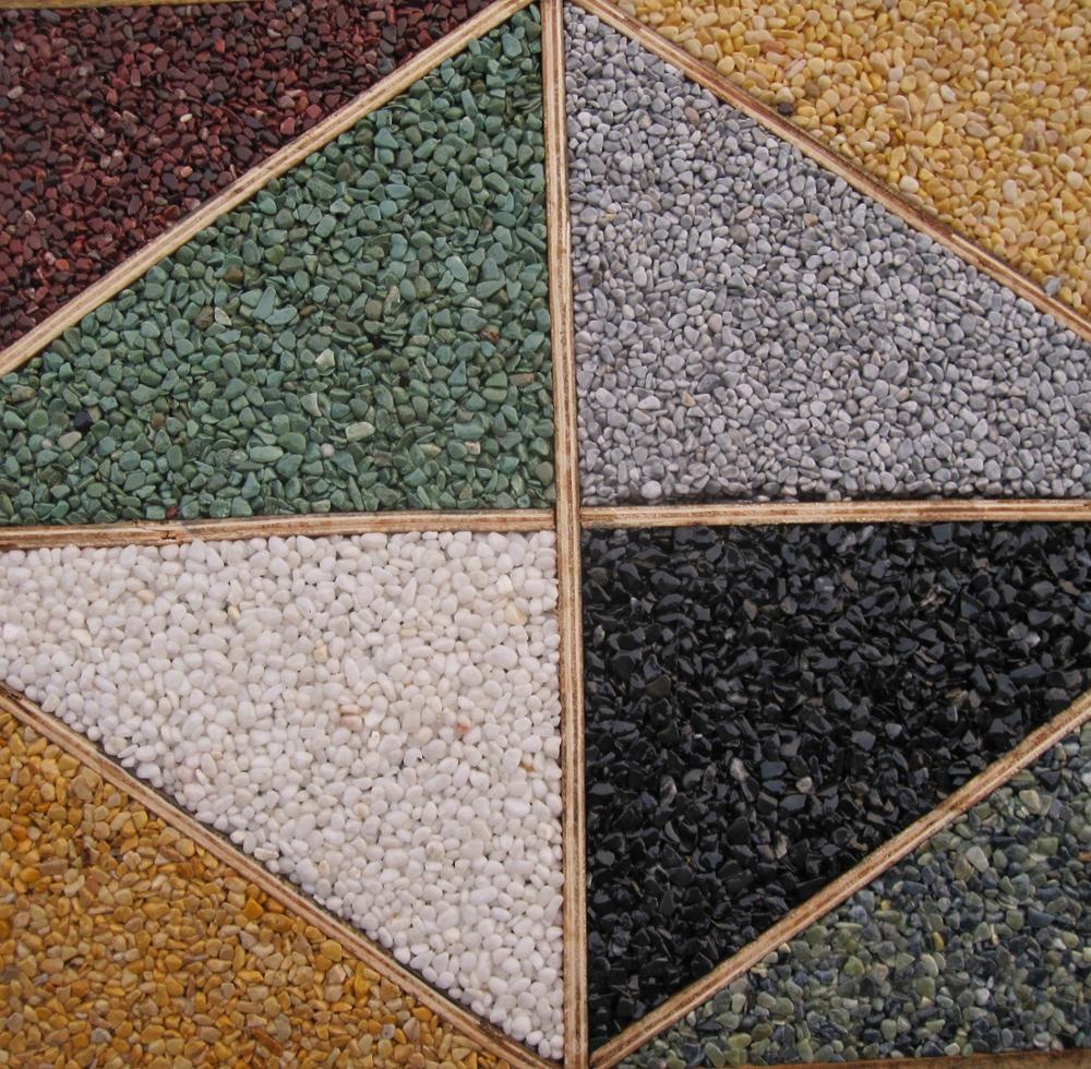 Water permeable stone pebble gravel for garden paving