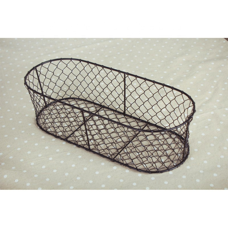 Durable Rectangular Kitchen Cutlery Basket Customized Fruit & Vegetable Metal Wire Baskets For Storage Metal Wire Mesh Basket