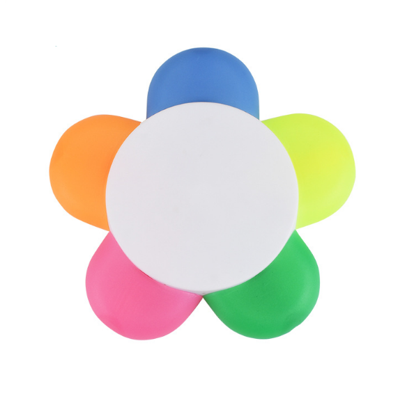 Cute plastic flower petals five colors text highlighter cute 5 five colors flower highlighter fluorescent gift marker