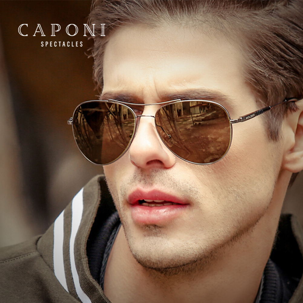 Солнцезащитные очки CAPONI BSYS3109 для мужчин и женщин, умные поляризационные очки-авиаторы с меняющими цвет желтыми линзами, UV400