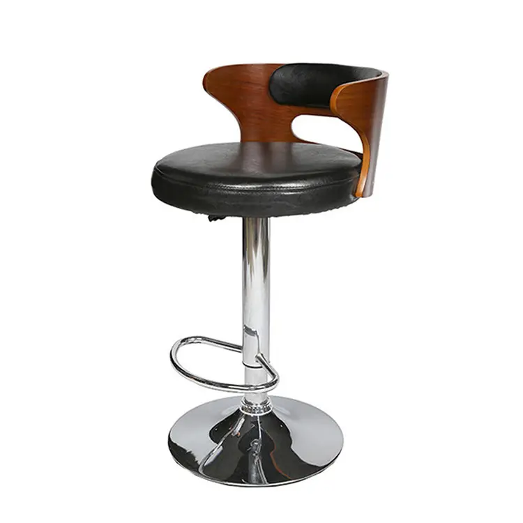 Wholesale bar furniture wooden leather Swivel Counter Bar Stool adjustable home bar chair with footrest