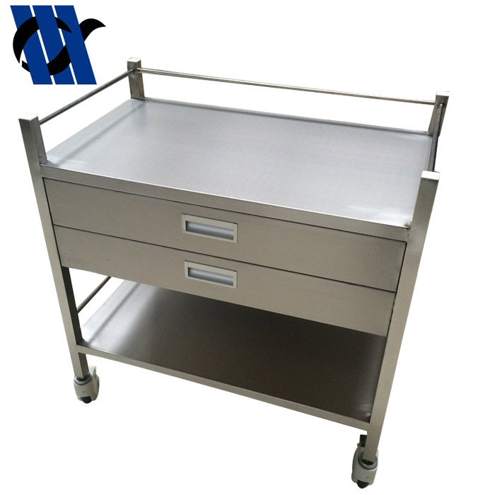 BDT216 Hospital Stainless Steel Crash Cart Medical Nursing Treatment Trolley With Wheels Medical Trolley