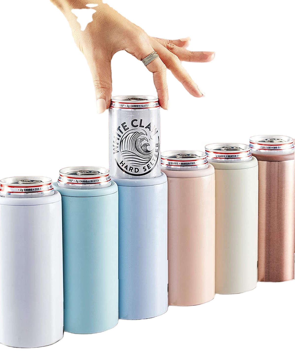 Wholesale 12oz Skinny Cooler Stainless Steel Slim Can Cooler Insulator Keep Beer or Seltzers Optimal Temperature