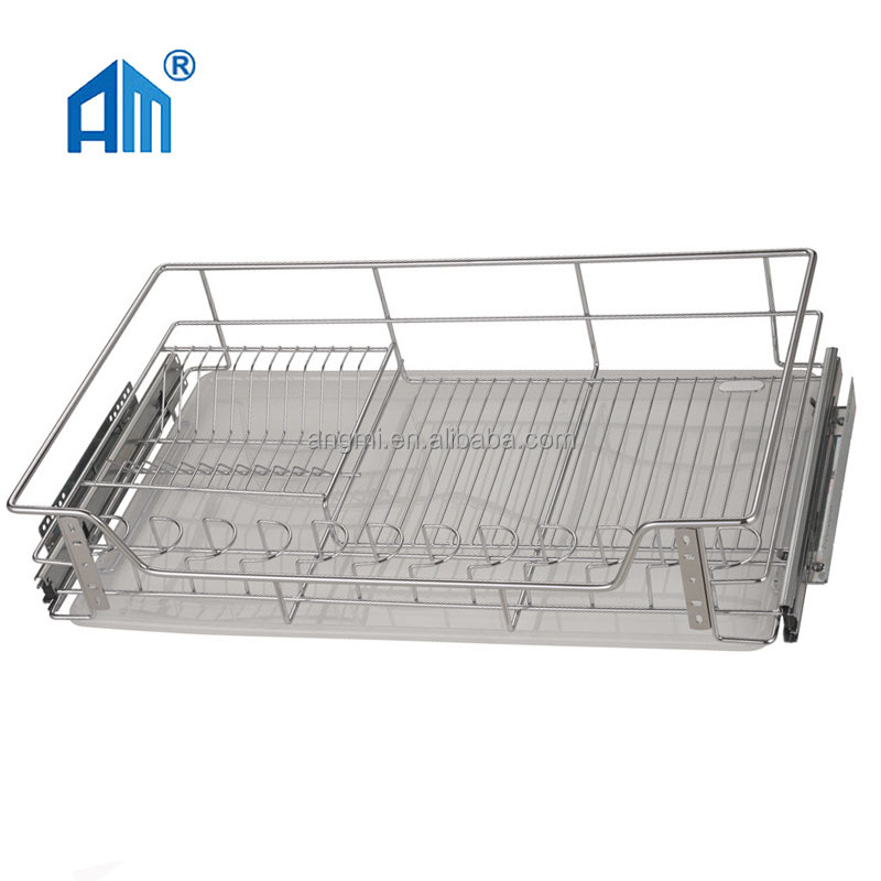 Modern Kitchen Steel Wire Basket Pull Out Basket Cabinet Sliding Easy Storage