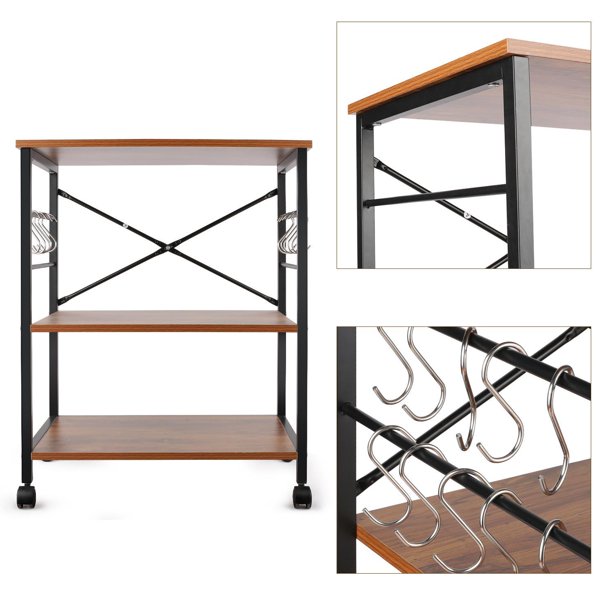 Classic Wood Metal Multi-Purpose Rolling Kitchen Cart