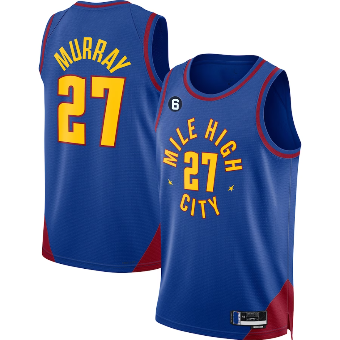22/23 новый сезон с 6 нашивками Jamal Murray Denver -Nuggets синий баскетбольный Топ Джерси