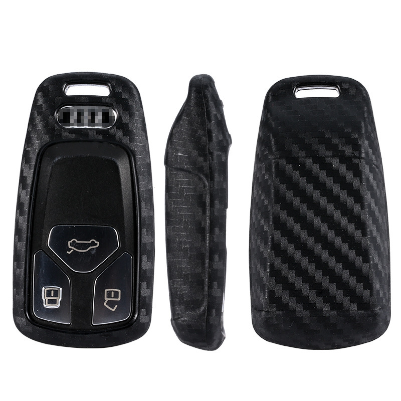 Suitable for Audi A4L key case new Q5LA5Q7 carbon fiber pattern soft rubber protective l smart remote control cover