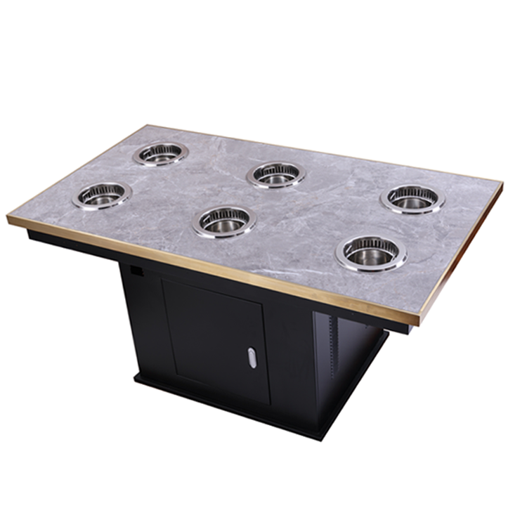 Commercial Light Luxury Marble Smokeless Hot Pot Table Electric Shabu Shabu Hot Pot Table