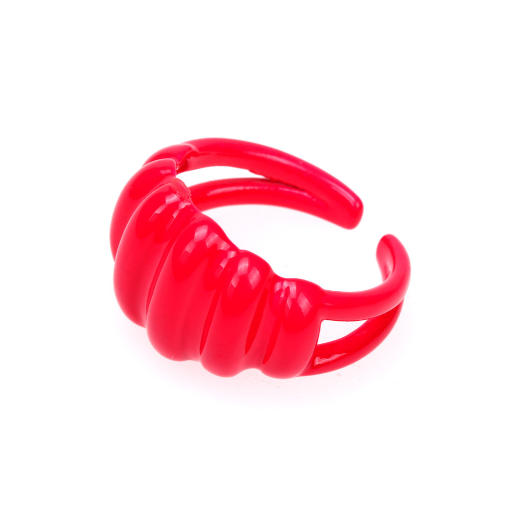 Summer Candy Color Paint Surface Open Rings Alloy Gold Plated Adjustable For Women Jewelry