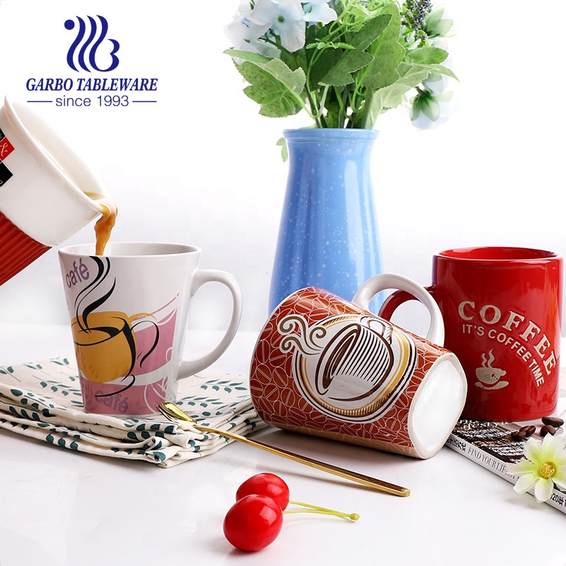 9OZ Handmade Porcelain coffee Mug with decoration for wholesale