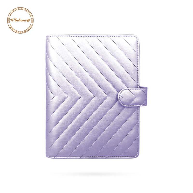 Стеганый стиль фиолетовый 6 кольцо Binder A5 кожа еженедельник