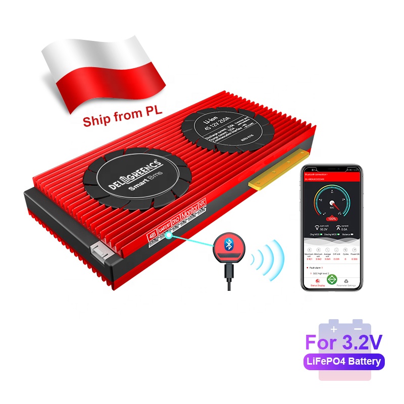 Poland warehouse daly high quality 12V UART lifepo4 4S 200A BT smart BMS for EV solar system