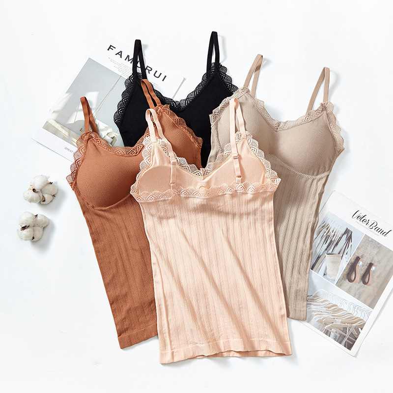 Autumn Underwear Women's V Neck Stretchy Beauty Back Wrap Chest Long Line Slim Camisole Lace Tube Tank Top