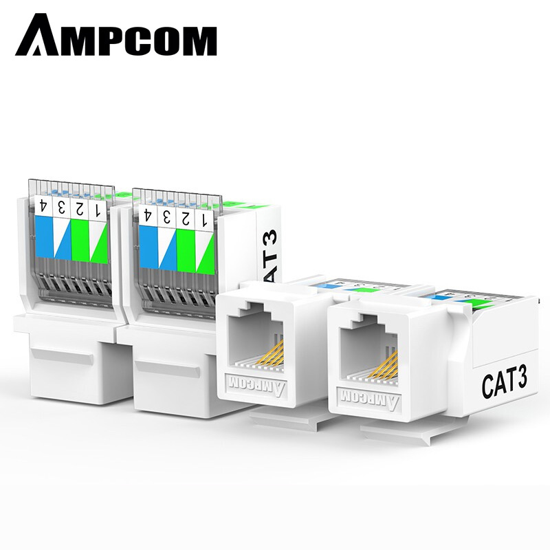 Ampcom 90 градусов keystone jack cat6 телефонных звонков модуль jack 50u позолоченные для сетевого кабеля дизайн