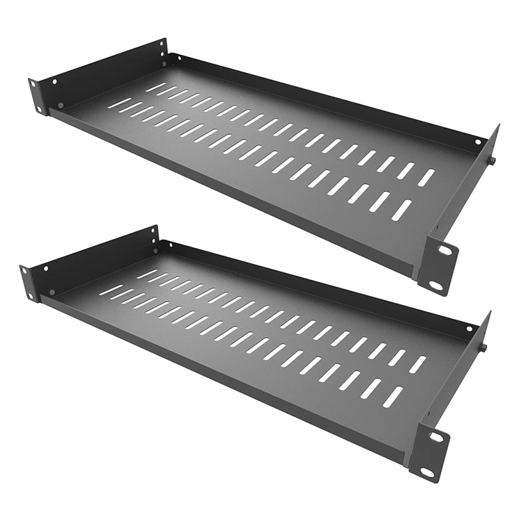 JH-Mech Narrow Space Mounting Rack for Networking Equipment 2U Vented Server Rack Mount Shelf Vented Server Rack Cabinet Shelf