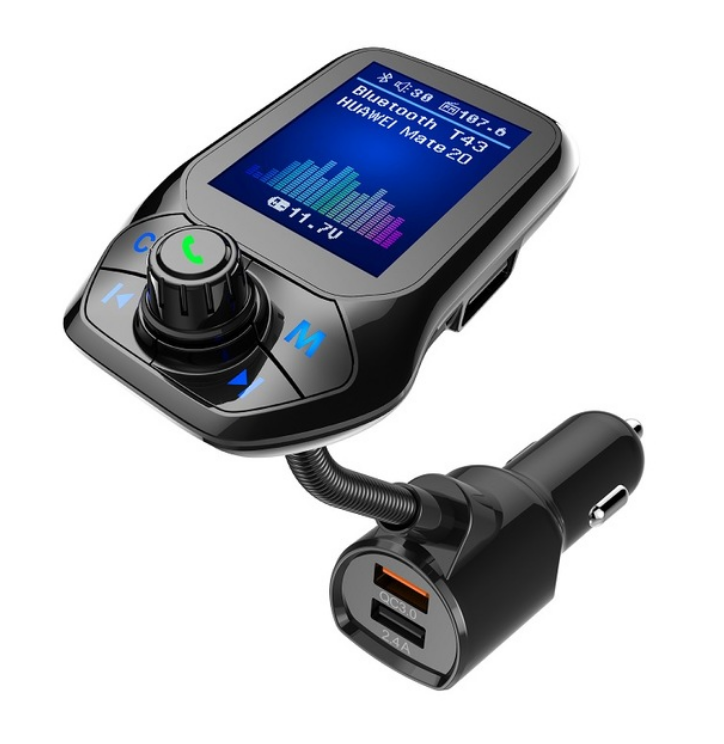 T43 цветной дисплей громкой связи Автомобильный USB 3,0 Быстрая зарядка FM-передатчик MP3 музыкальный плеер Автомобильный комплект зарядное устройство USB