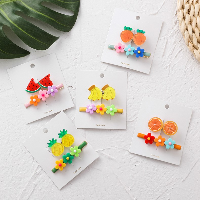 Fashion Summer Sweet Hair Clip And Lovely Children Adultfruit Flower Hair Clip 2 Piece Set Hair Pin