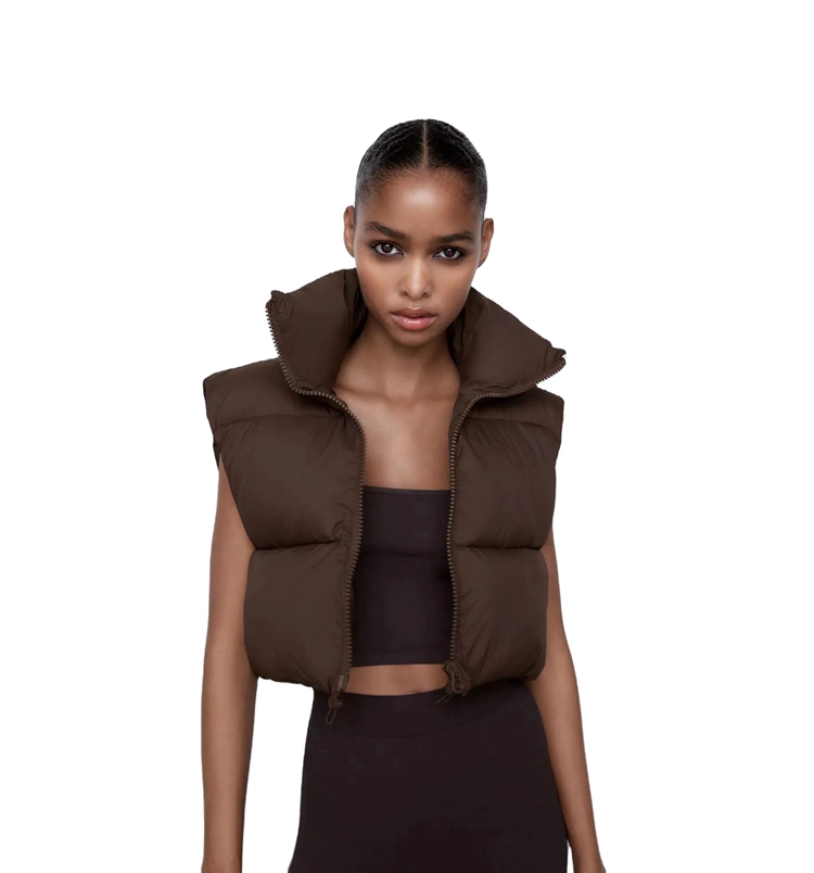 Proper Price Top Quality Cheap 2021 Black Cropped Puffer Top Winter Women Vest