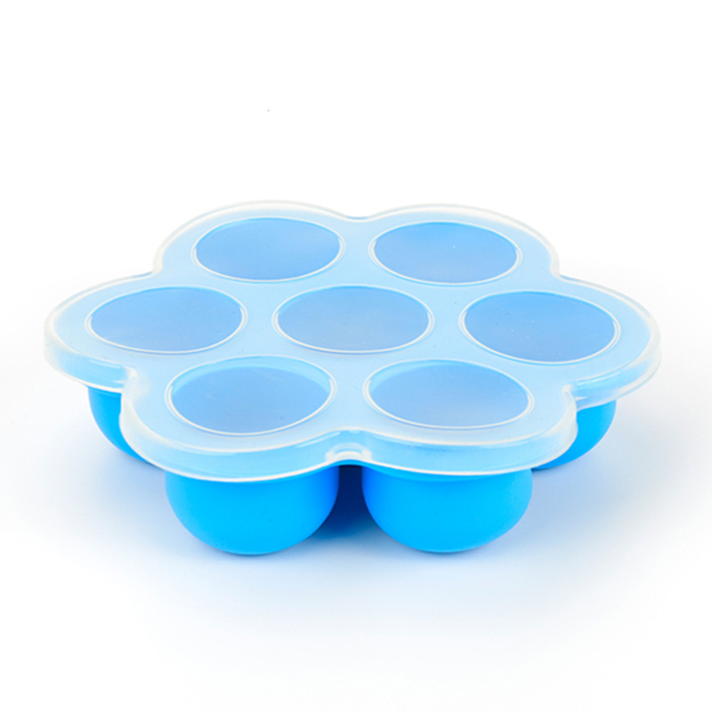 LD-WG00016 7 Cavity Reusable Eco-friendly Baby Silicone Food Containers and Steamed Egg Mold with Lid