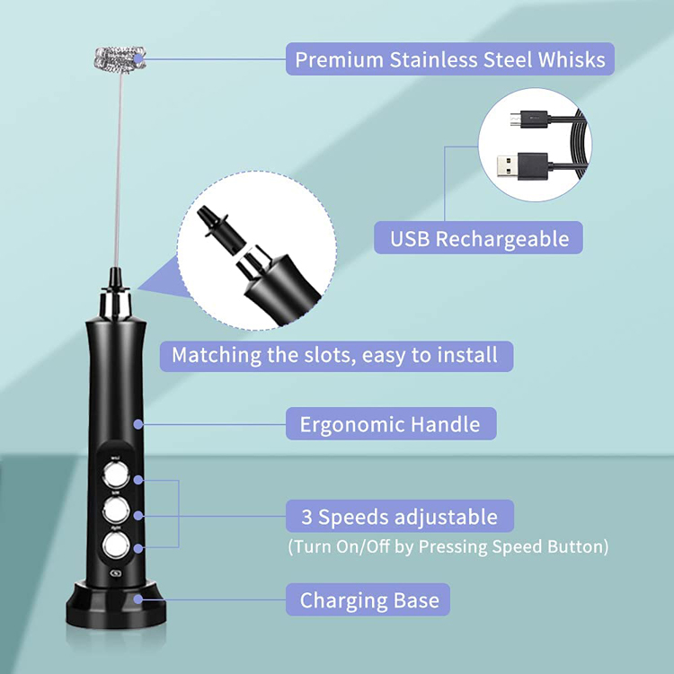 Вспениватель молока кофе из нержавеющей стали с USB