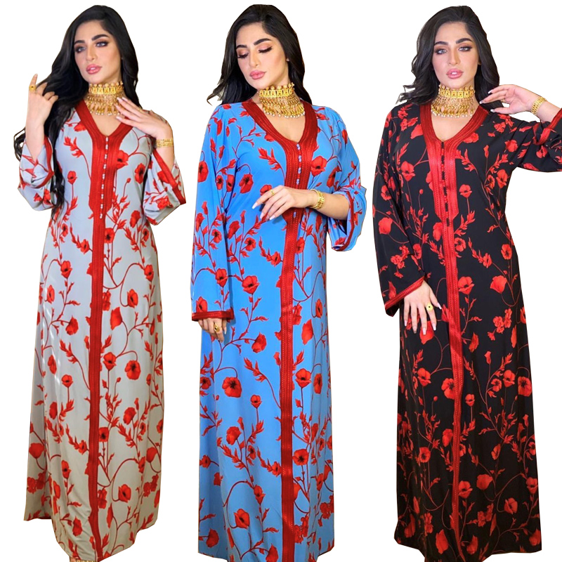 AB127 Latest Design Middle East Dubai Abaya Women Muslim Dress Saudi Robe Abaya Muslim Dresses For Women