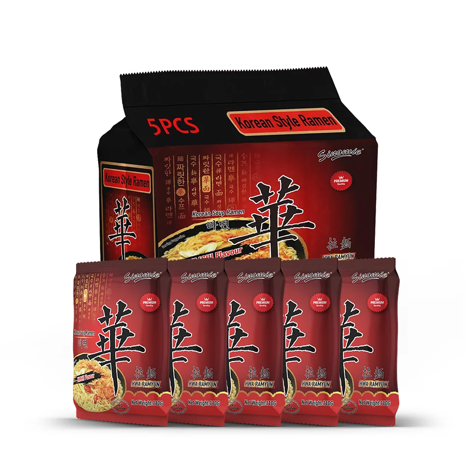 SINOMIE Brand Wholesale Korean Noodles Ramen Spicy Kimchi Flavor HALAL Ramen Noodles