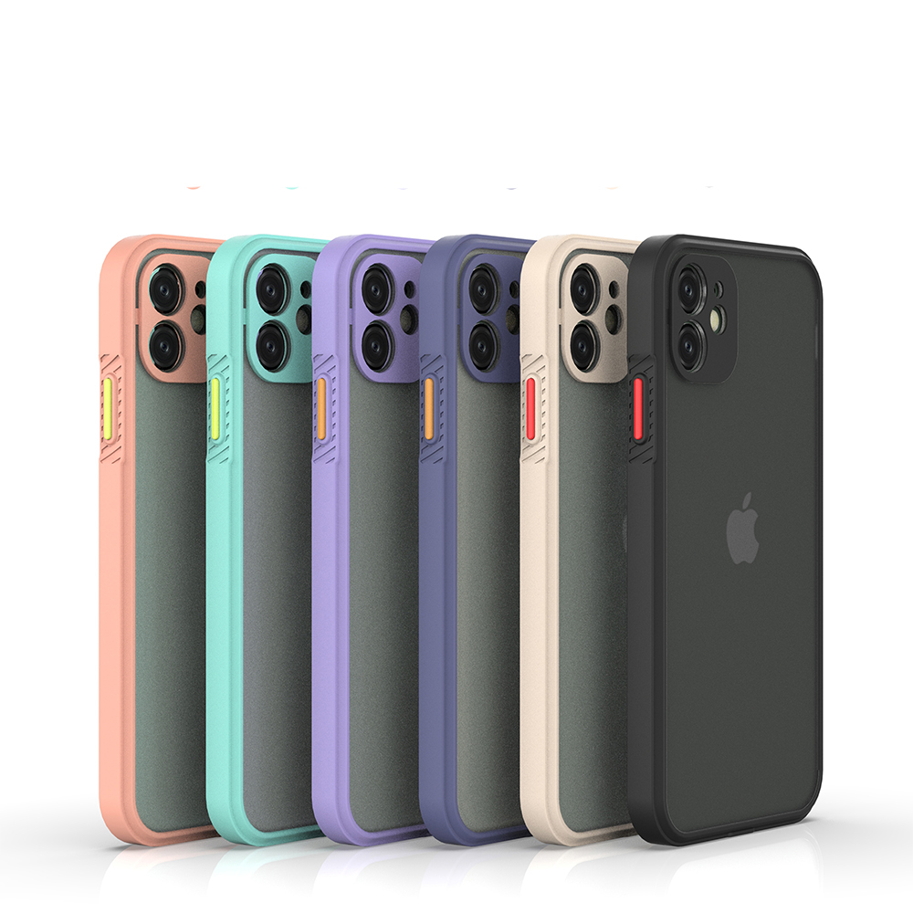Матовый цветной чехол для телефона iPhone 12 Pro Max, Жесткий Мягкий бампер из поликарбоната и ТПУ, ударопрочные чехлы с полным покрытием, объектив камеры