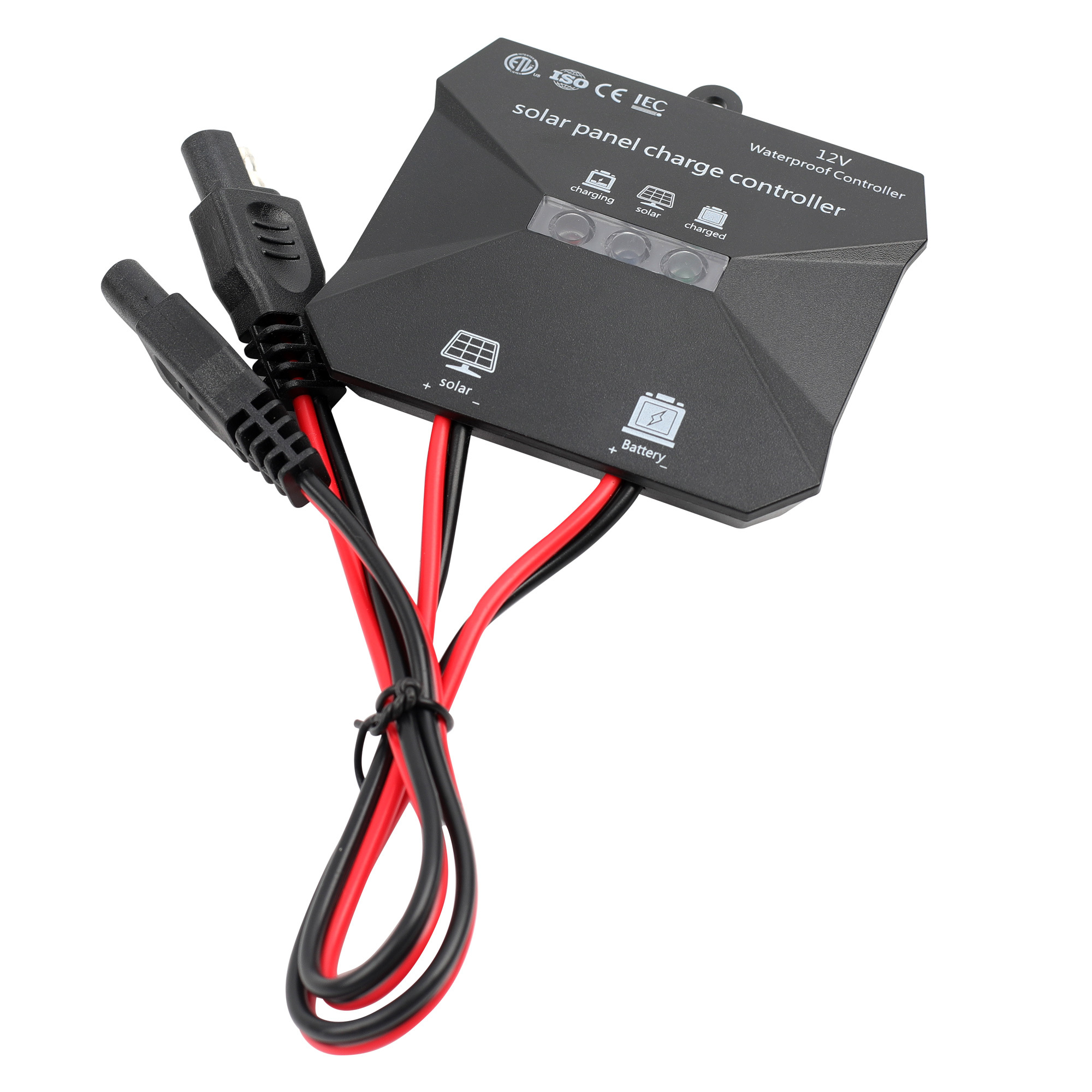 Solar Charge Controller 10A 12V Waterproof Solar Intelligent Regulator with LED Indicate Lights for 12V Solar Panel and Battery
