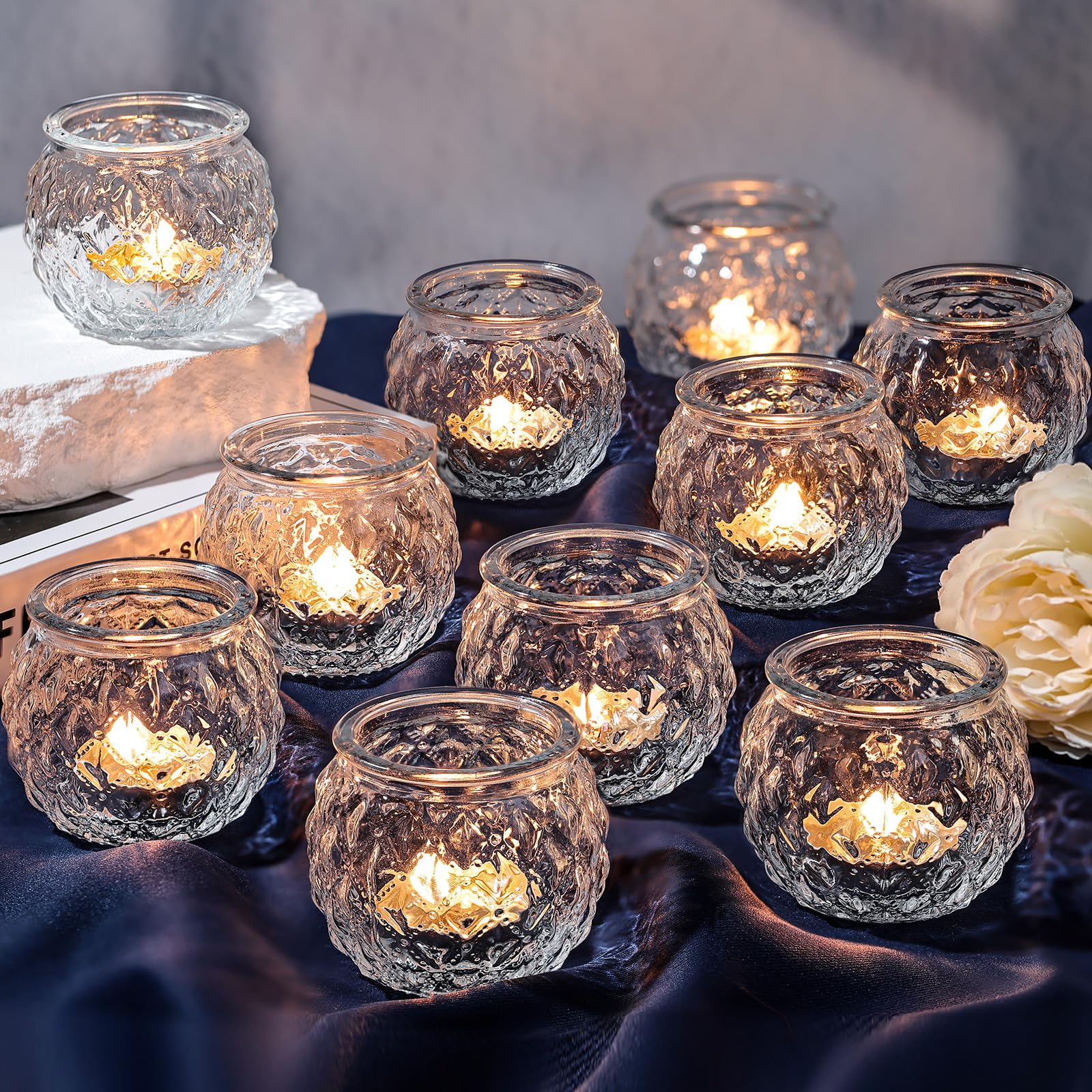 2024 New Design 1.2Inch Unique Diamond Texture Design Thickened Heat-Resistant Transparent Glass Candle Holder
