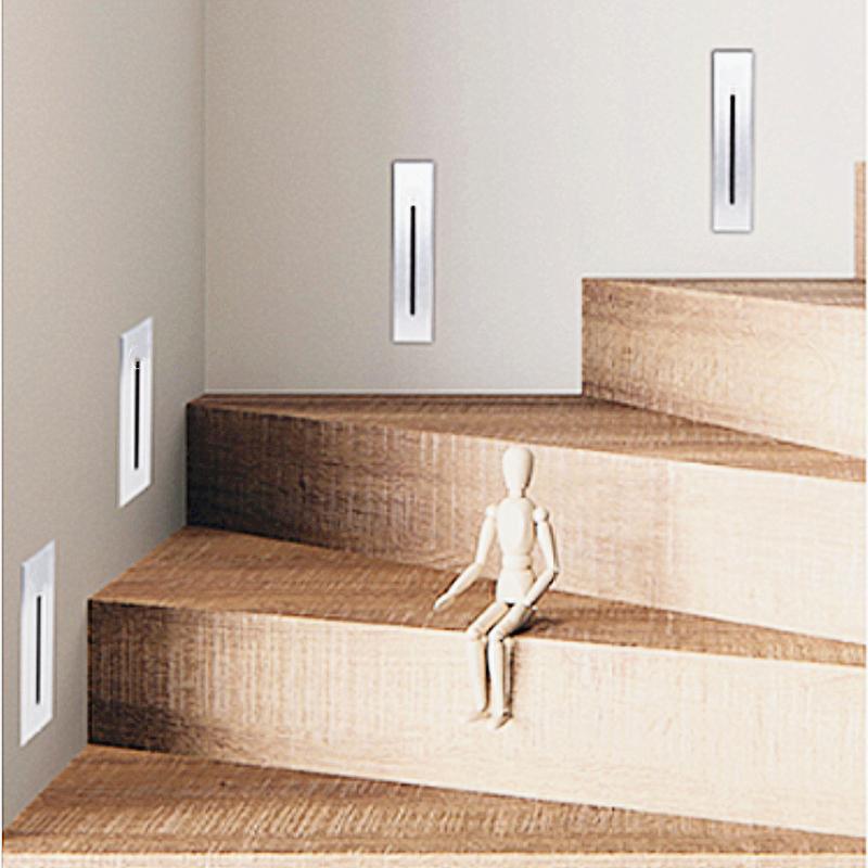 3W Recessed Led Stair Lighting 85-265V Indoor Outdoor Step Wall Lights Waterproof Stairway Light Corner Hallway Staircase Lamps