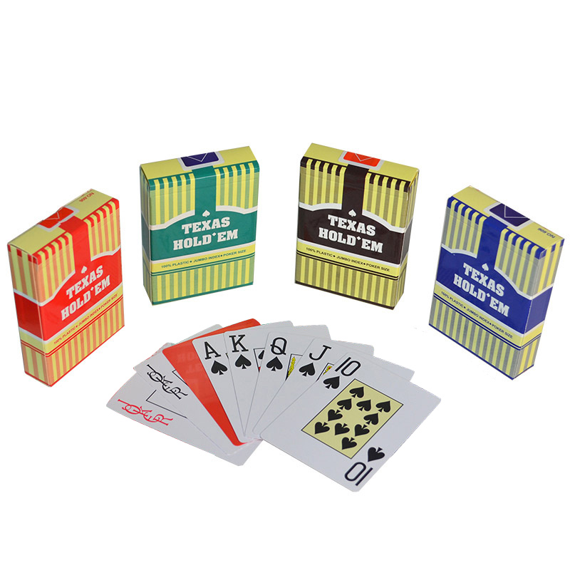 Texas hold em ПВХ большой шрифт слово золотой красный зеленый синий кофе Распродажа 100% Пластиковые Печатные покерные карты игральные карты