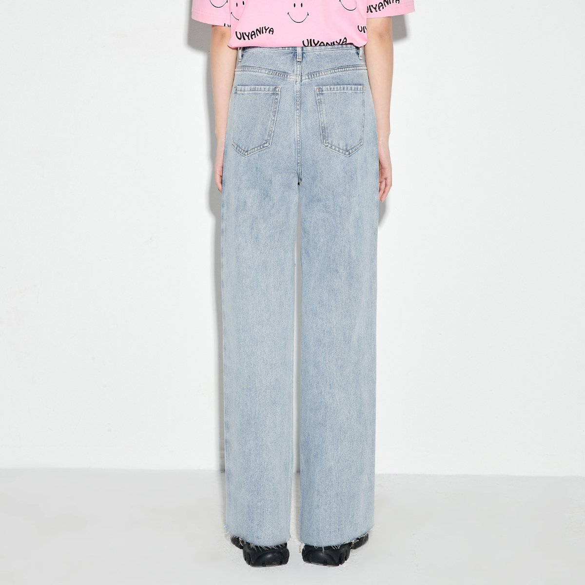 Customized fashion full length ripped wide leg European and American high street jeans women's high waist ODM OEM manufacturer