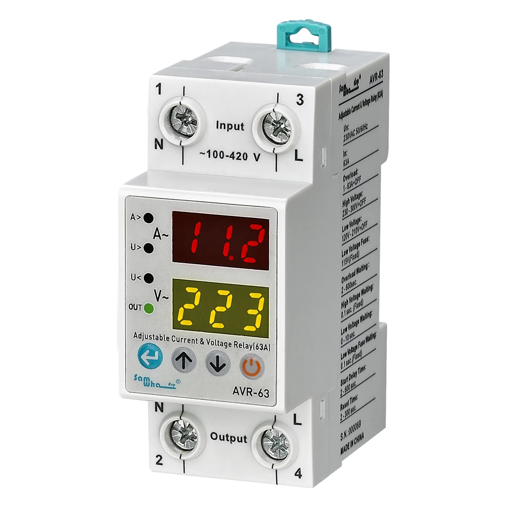 Samwha-dsp 63a 40A Din-рейка, регулируемое реле защиты от перенапряжения, автоматический протектор напряжения