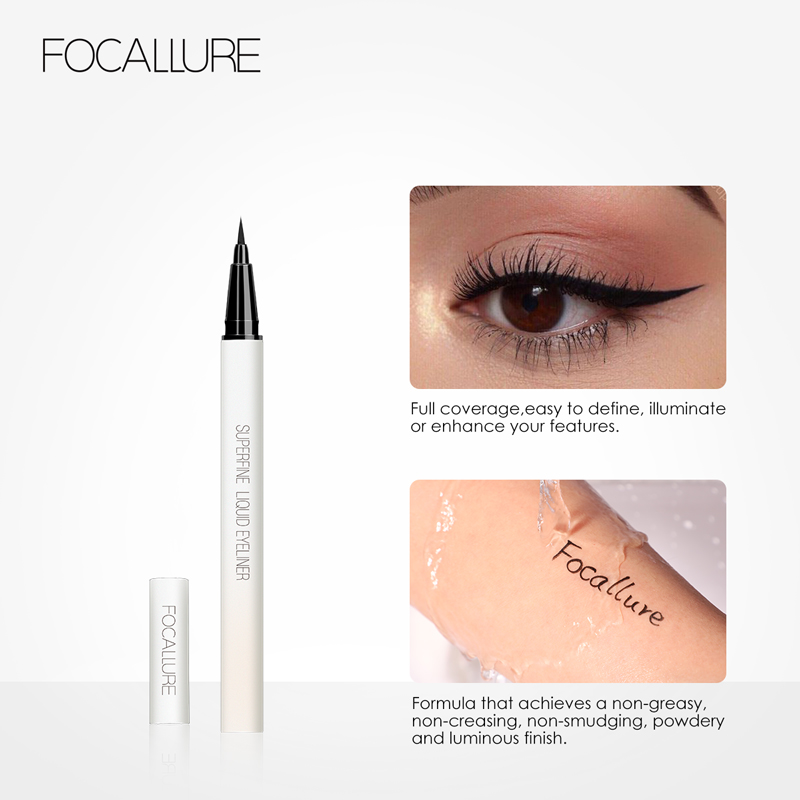 FOCALLURE Liquid Waterproof Eyeliner Pencil Makeup Soft Black Long Lasting For Women Superfine Professional Eyes Liner Cosmetics