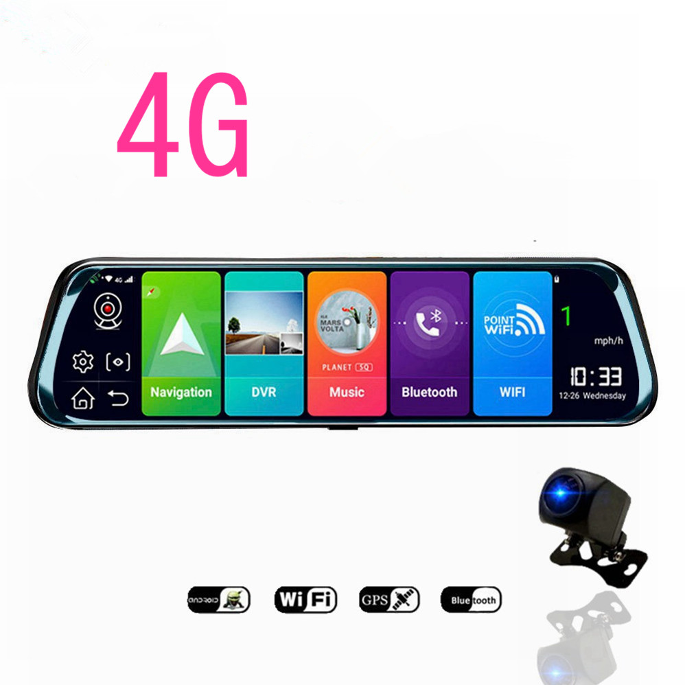 Видеорегистратор автомобильный на зеркало заднего вида, 4G, Wi-Fi, 2 камеры, ADAS, Android 8,1, 10 дюймов, Gps