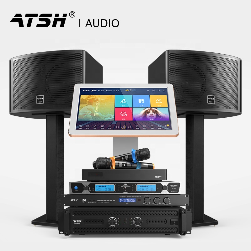 Комплект караоке ATSH K8 с усилителем, предварительные эффекты, беспроводной микрофон, качественный пассивный динамик, полная система KTV