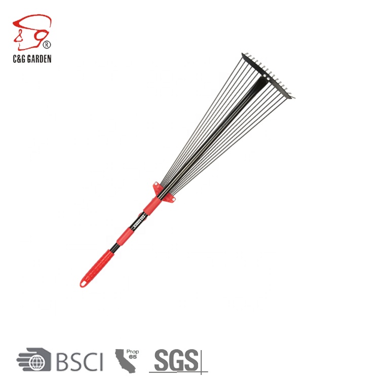 Wholesale Telescopic Metal Adjustable Garden Leaf Rake Expandable Folding Leaves Rake For Lawn Yard Flowers Beds Roof