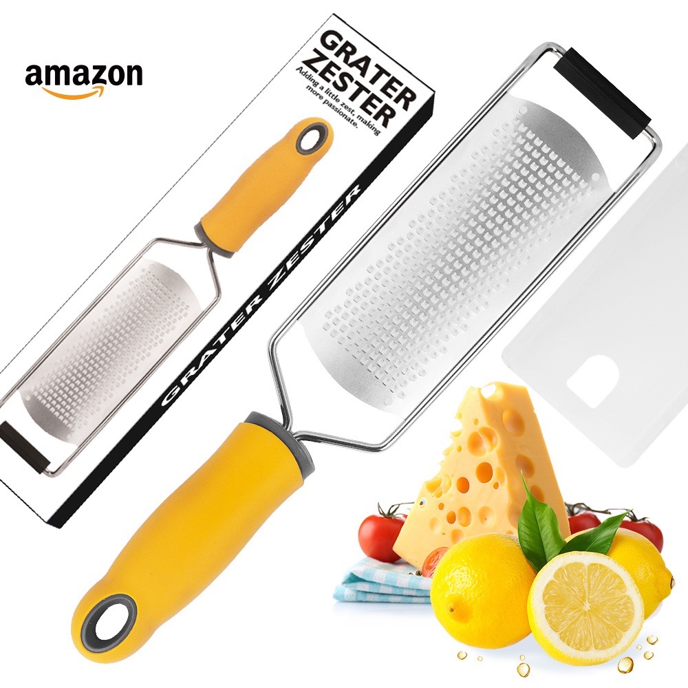Amazon горячая Распродажа, набор кухонных досок для сыра и ножей с резиновой ручкой, терка для сыра с лимонной кожурой и терка для сыра