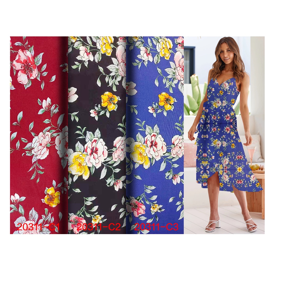 Wholesale Shaoxing Printed Fabric Tela Rayon 100 Rayon Fabric Woven Reactive Screen Printed Fabric for Summer Lady's Dress