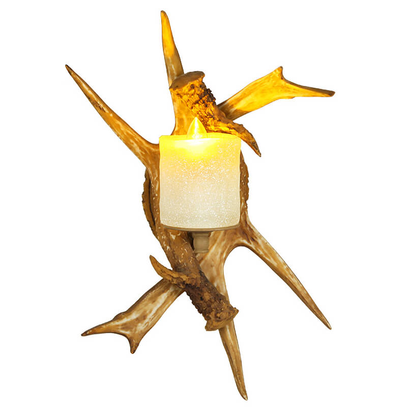 Northern Europe Indoor Bedside Mounted Vintage Retro Antique Resin Glass Antler wall lamp Light